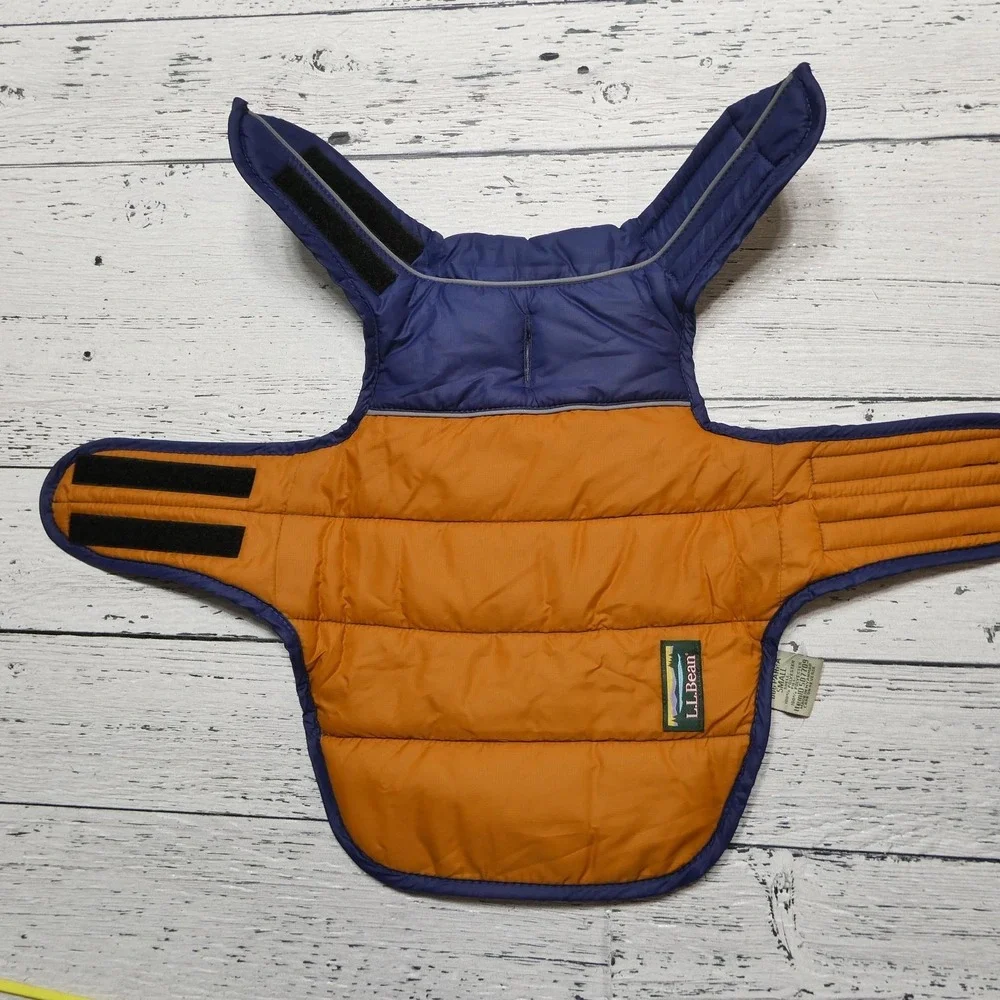 L.L.Bean Dog Winter Coat Small S Mountain Classic Parka Blue‎ Orange Warm Puffer